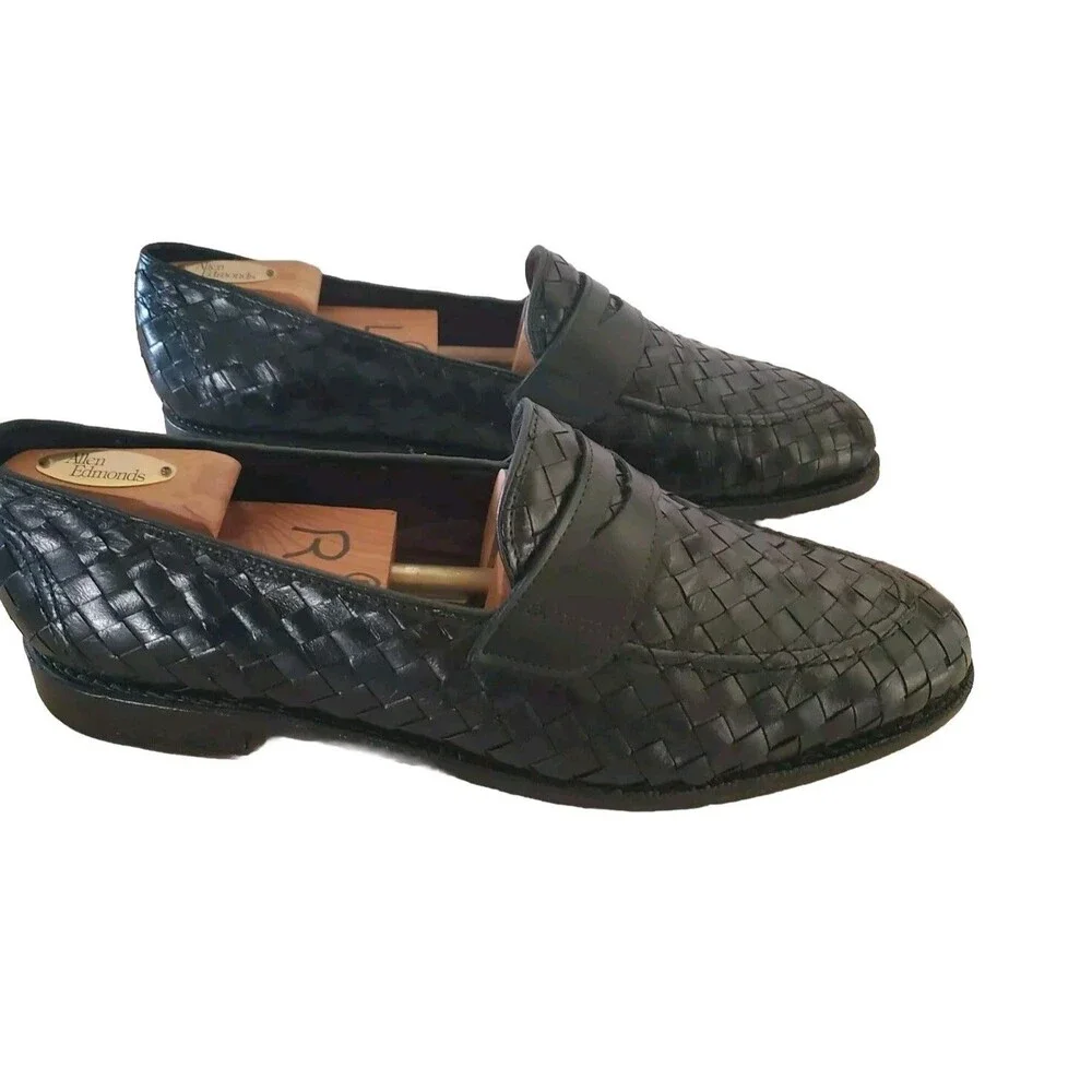 Allen Edmonds Sarasota Men 13 Black Loafer Basketweave  Dust Bags Dress Classic